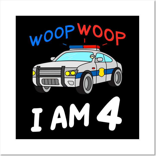 Police Car 4th Birthday Boys Girls Wall Art by samshirts